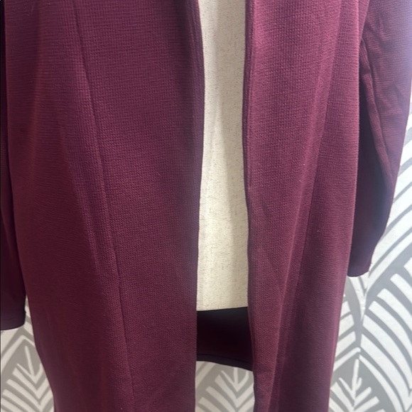 Ann Taylor burgundy Waffle Cardigan Sweater Lightweight Open Front - Picture 7 of 10